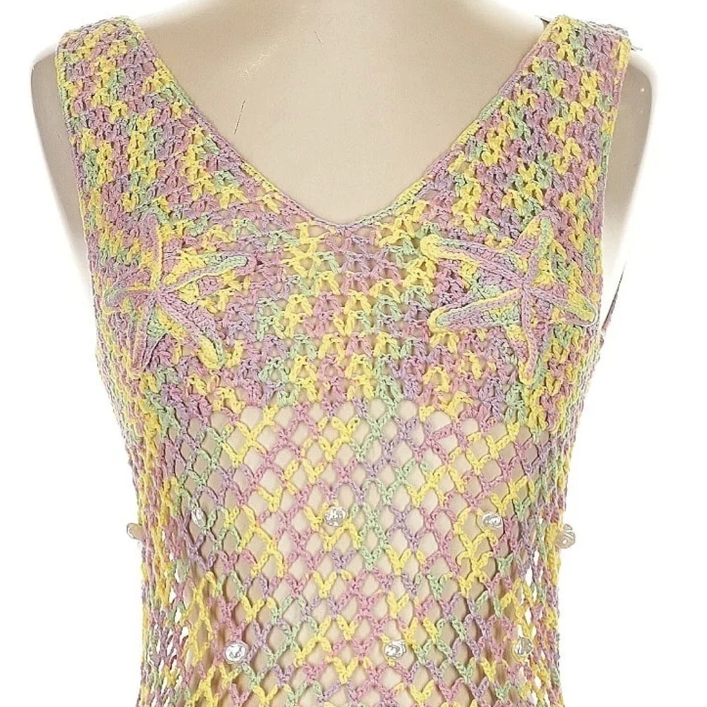 NWT Lovers and Friends Pippo Crochet Mini Dress in Pink - swim coverup - XS - Picture 3 of 7